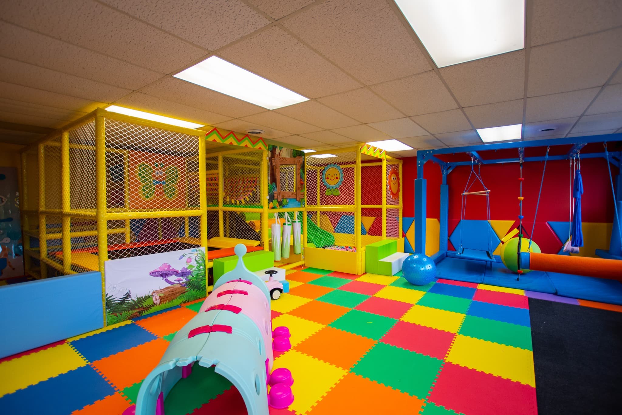 Wide view of Sensory Escape's sensory and movement environment